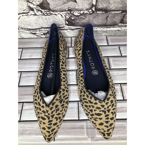 Rothy’s The Point Leopard Cheetah Print Fabric Pointed Ballet Flats Women Sz 9.5 - Picture 15 of 16